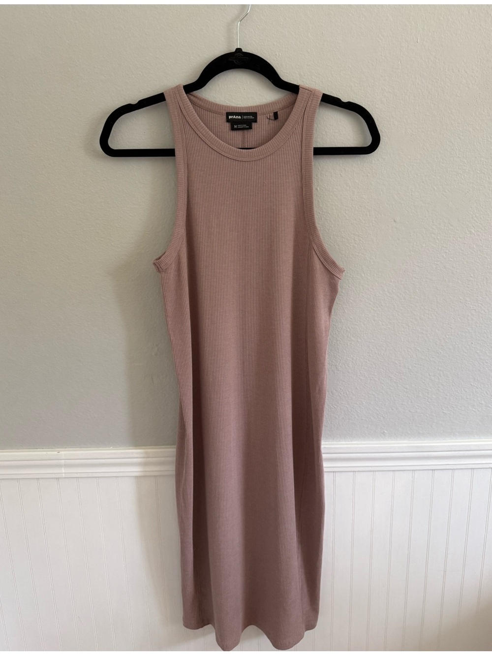 Prana Sleeveless Ribbed Midi Dress in Taupe Nude